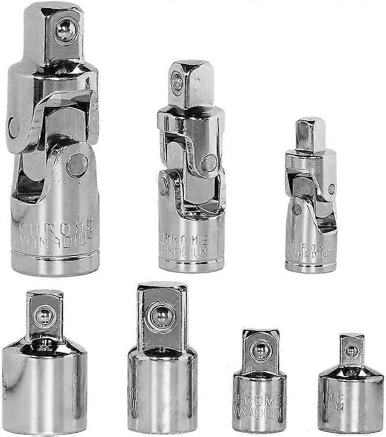 3Pc 1/2" 1/4" 3/8" Universal Joint + 4Pcs Ratchet Reducer Adapters Bits 1/2" 3/8" 1/4" Tools