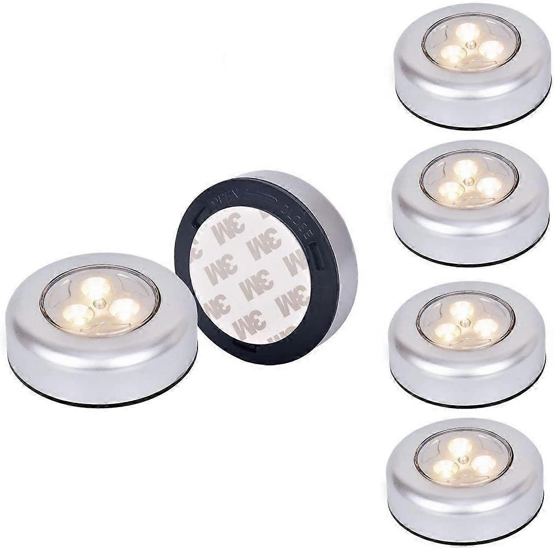 Ilyever 6 Pack Warm LED Battery-Powered Wireless Night Light Stick Tap Touch Lamp Stick-on Push Light for Closets Cabinets Counters or Utility Room