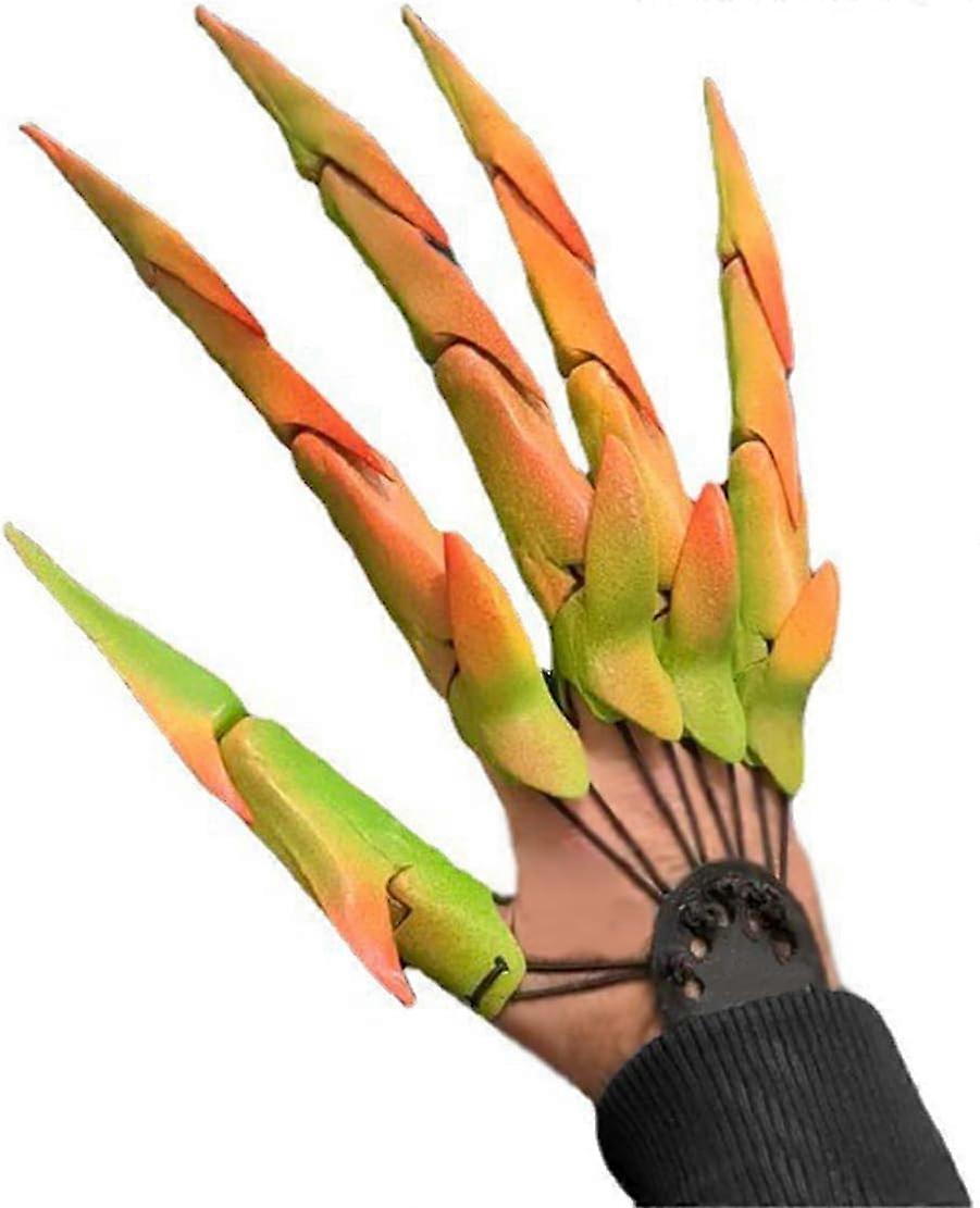 Articulated Finger Extensions Halloween, Halloween Extension Gloves 2021 Upgrade 3D Printed Finger Extensions Skeleton Bone Claw Scary Hand Reaper Glo