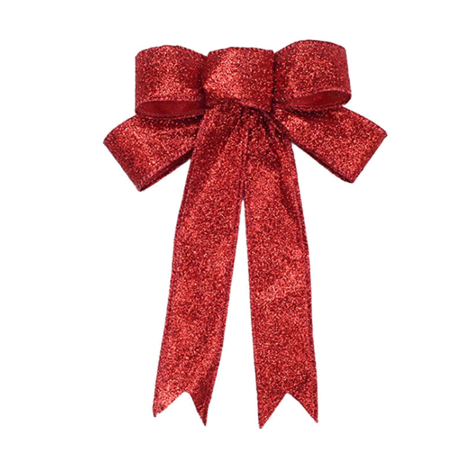 Christmas Bow Double Layers Shiny Sequin Festive Reusable Christmas Tree Decoration Lightweight New Year Party Prop Christmas Big Bow Qinghai