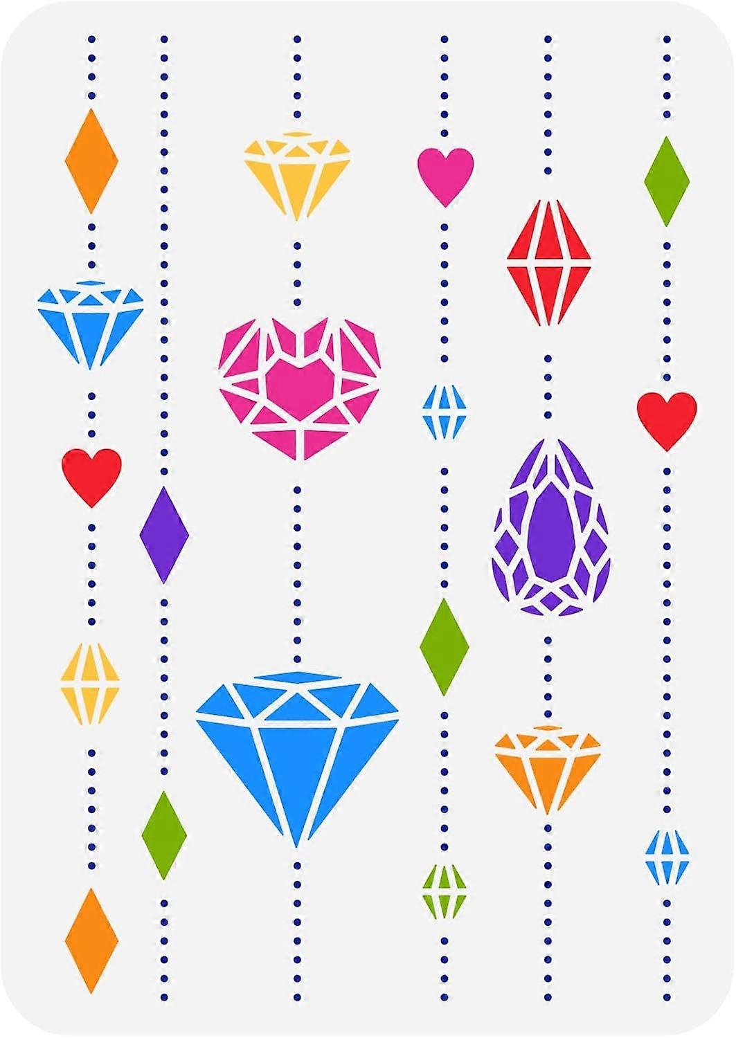 Diamond Chain Painting Stencil 8.3x11.7inch Reusable Beaded Diamond Pattern Drawing Templates Plastic DIY Decorative Stencil for Painting on Scrapbook
