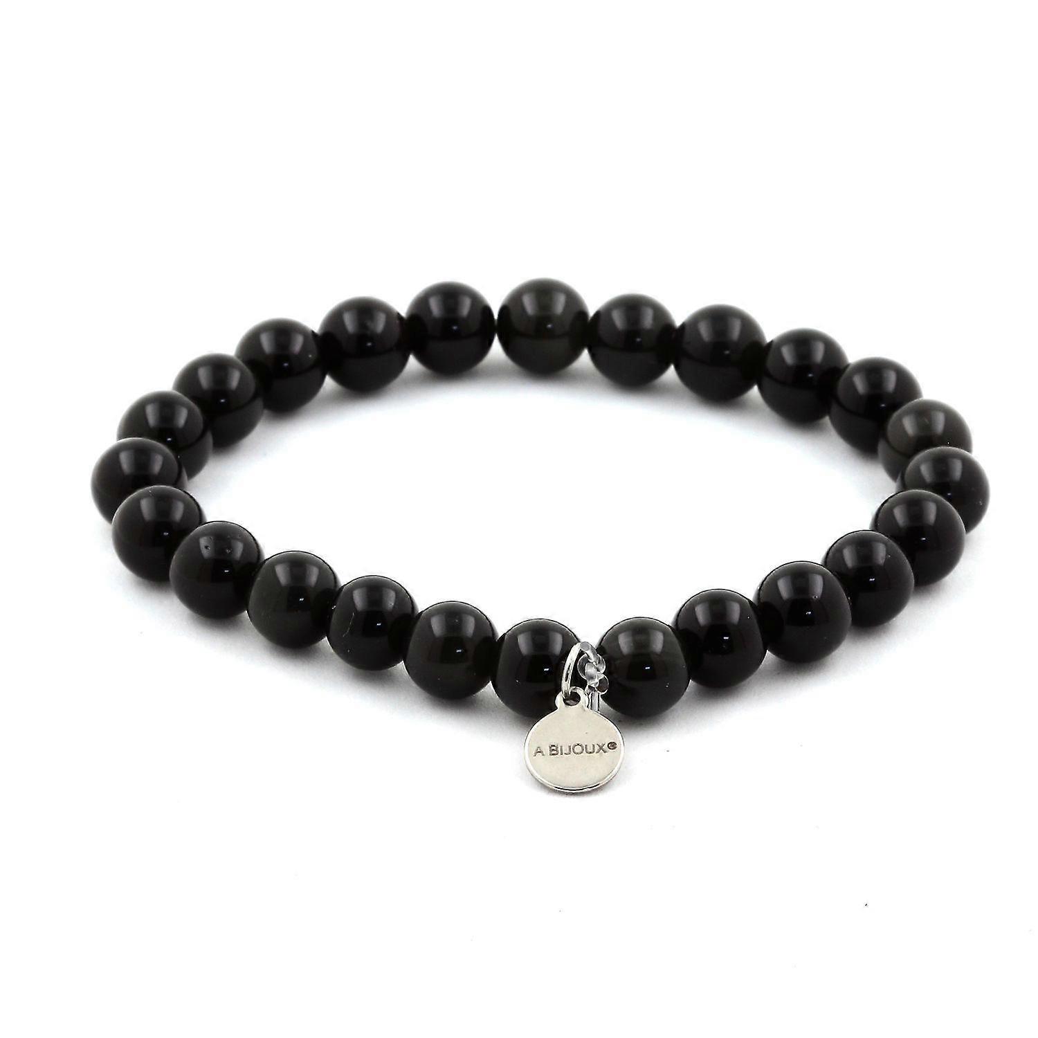 Bracelet Black Obsidian Beads 8 mm