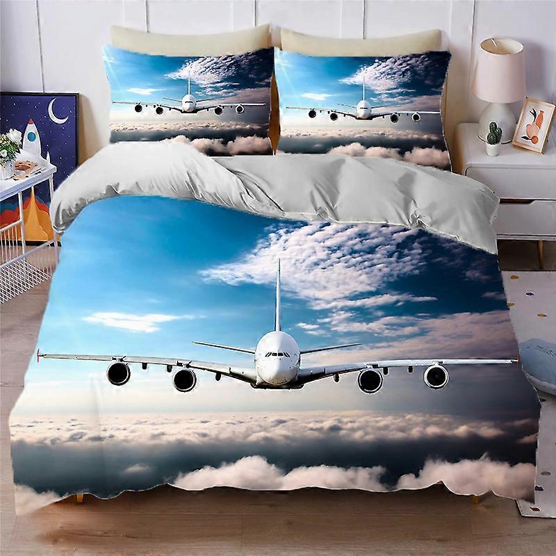 Aircraft series duvet cover two-piece set 3D printed ultra-fine fiber bed sheet bedding three piece set