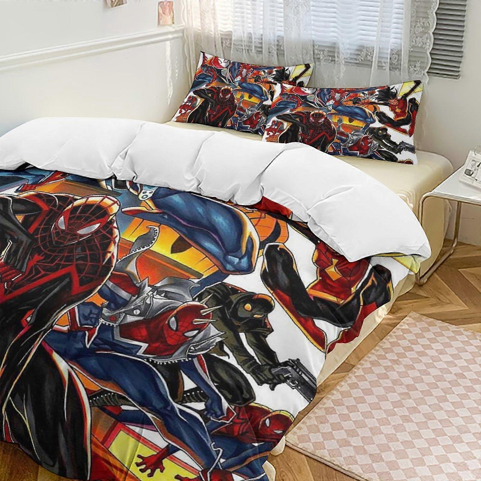 v819 Spider-Man 3-Piece Twin Bed Set - Includes 1 Single Quilt And 2 Pillow Cases Bedding - Fade Resistant Microfiber - Spider io819
