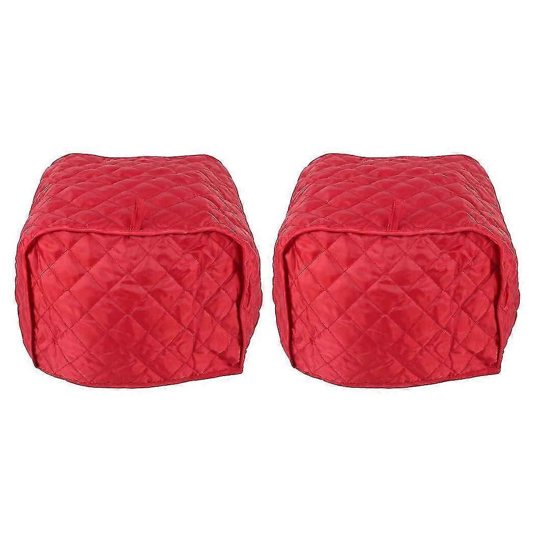 2x Polyester Quilted Four Slice Toaster Appliance Dust-proof Cover (red)