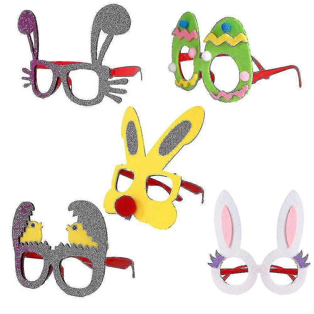 5pcs Non-woven Glitter Easter Glasses Adults Kids Easter Decoration Eggs Rabbit Chick Easter Gift