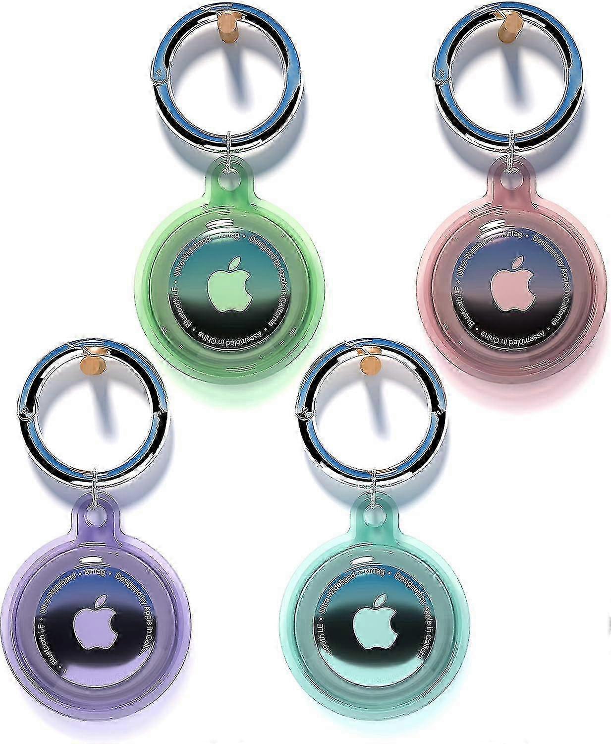 4 Pack Airtag Keychain Waterproof, Air Tag Holder For Apple Airtag Gps Tracker, Soft Full-body Shockproof Apple Tag Case For Dog Cat Collar, Luggage-G