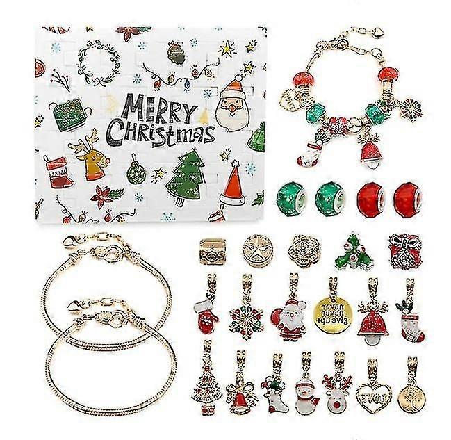 Christmas Advent Calendar Countdown Diy Charm Bracelet Making Kits 24 Days Countdown Calendar  Bracelets Set