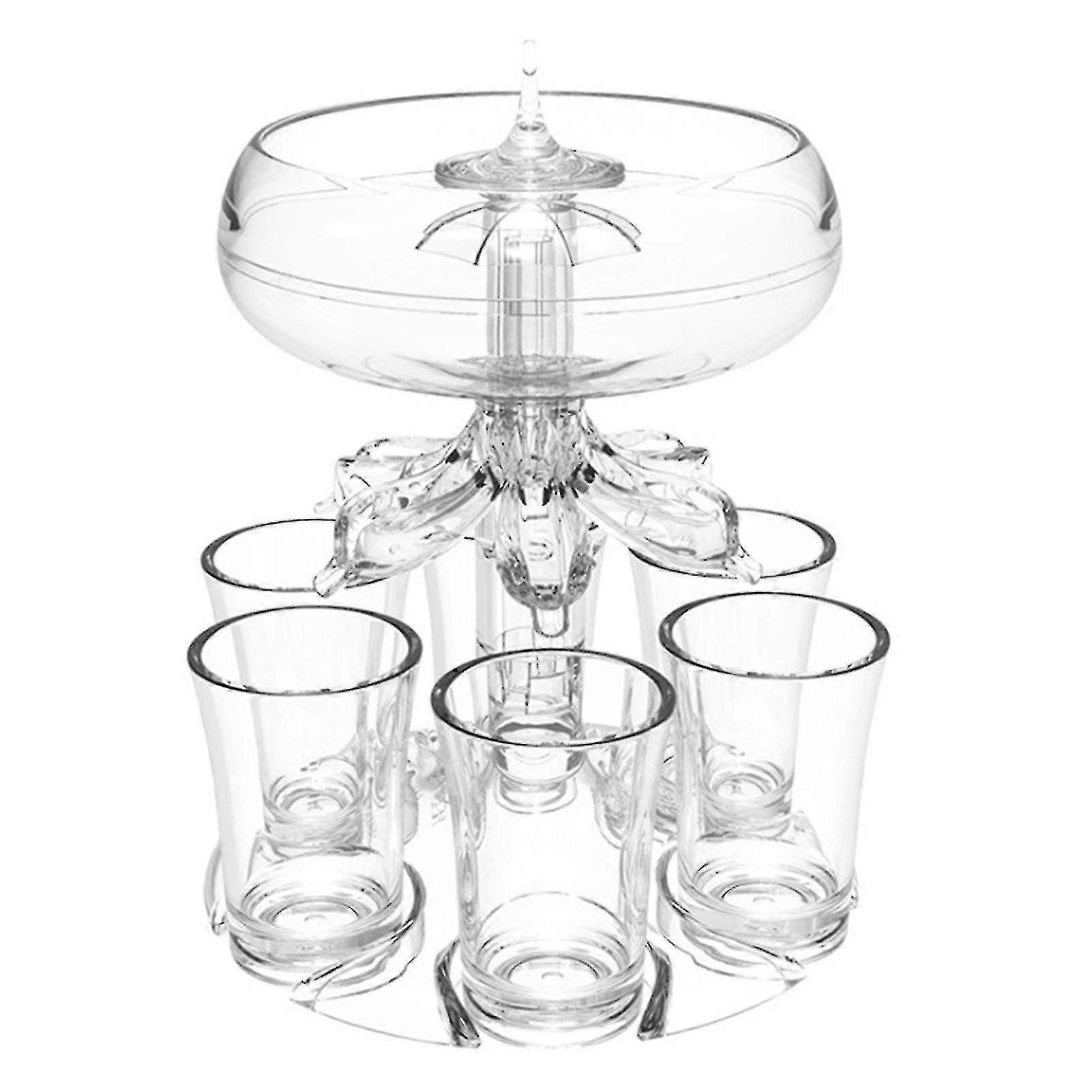 1 Set Beverage Dispenser Food Grade Shatterproof Acrylic 6 Shot Wine Dispenser With Cups Filling Liquid Tools