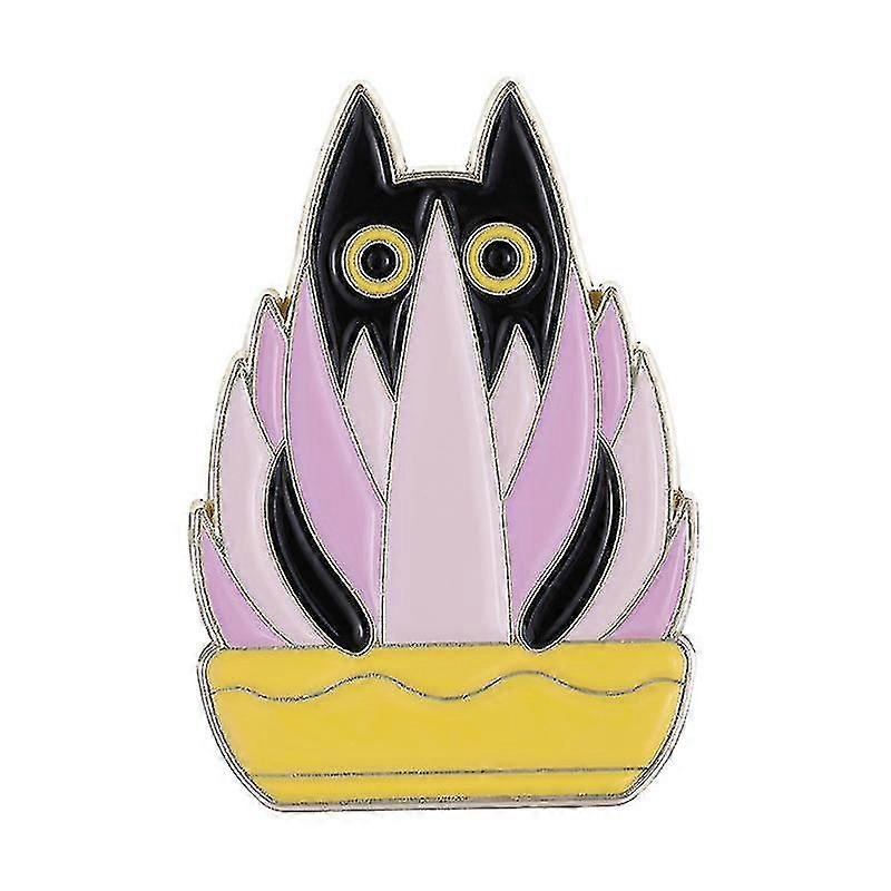 Black Cat And Plant Series Badge Brooch (type M)