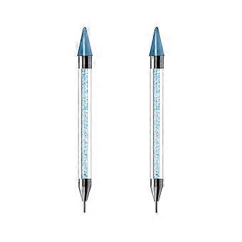 2Pcs Nail Art Double-Ended Drill Crayon-Bluemake Up