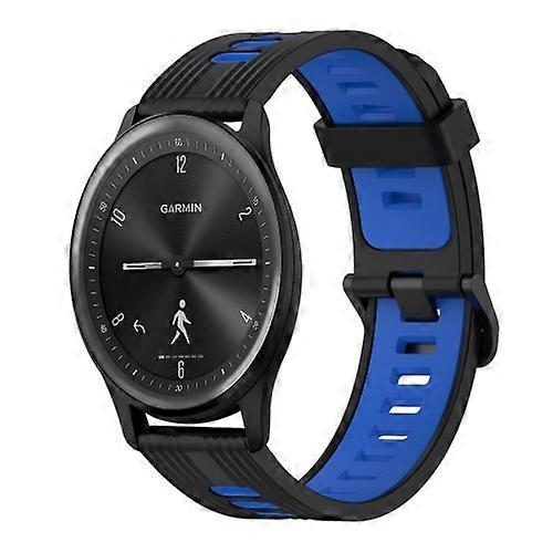 For Garmin Move Sport 20mm Vertical Pattern Two-Color Silicone Watch Band