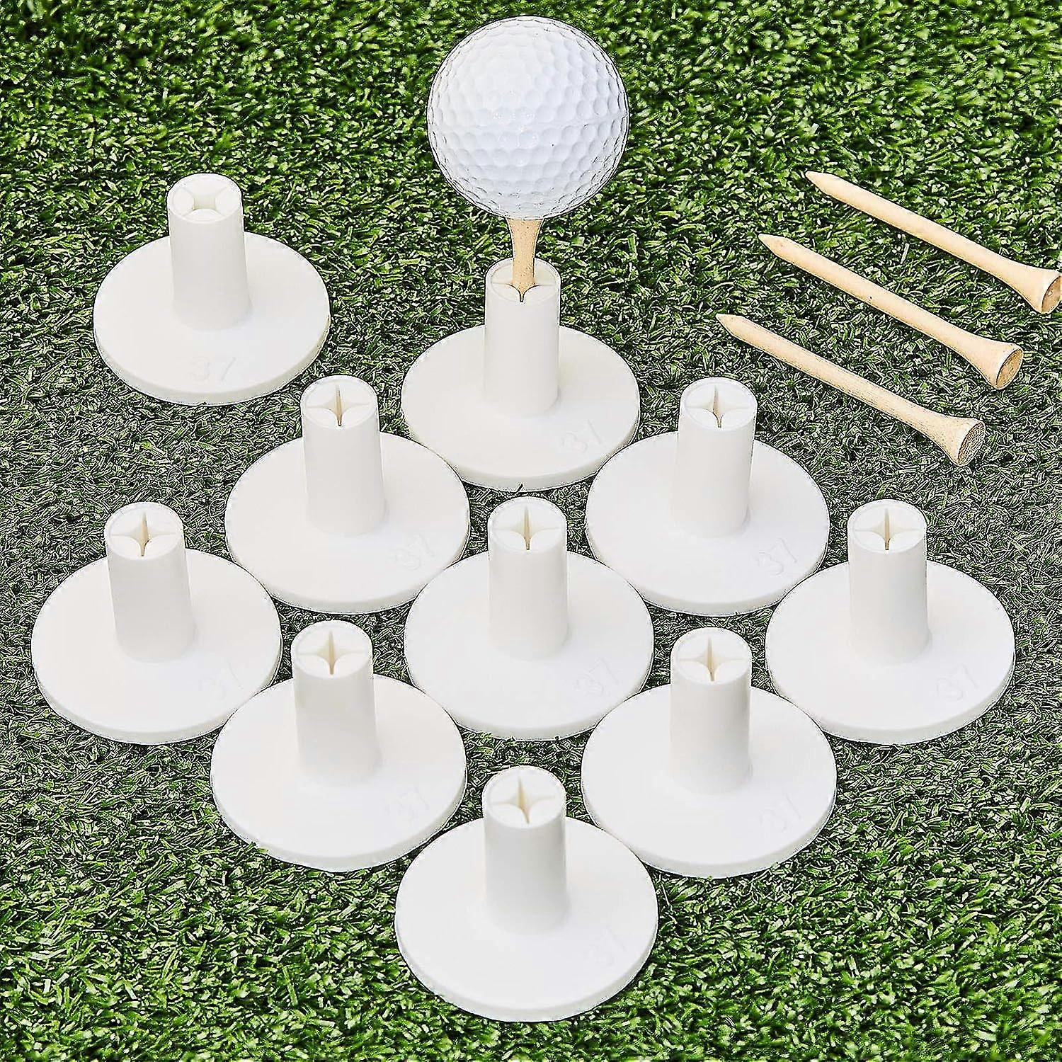 10 Set Golf Rubber Tee Holder Set For Driving Range Golf Practice Mat Indoor Outdoor Tamanho 1,5 polegadas (10 Golf Rubber Tee Holders, 10 Tees de bambu)