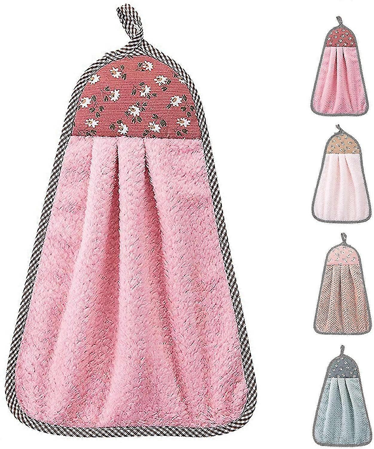 Toalha de mão com alça para pendurar, toalhas de mão fofas com alça para pendurar, 4 peças de toalha