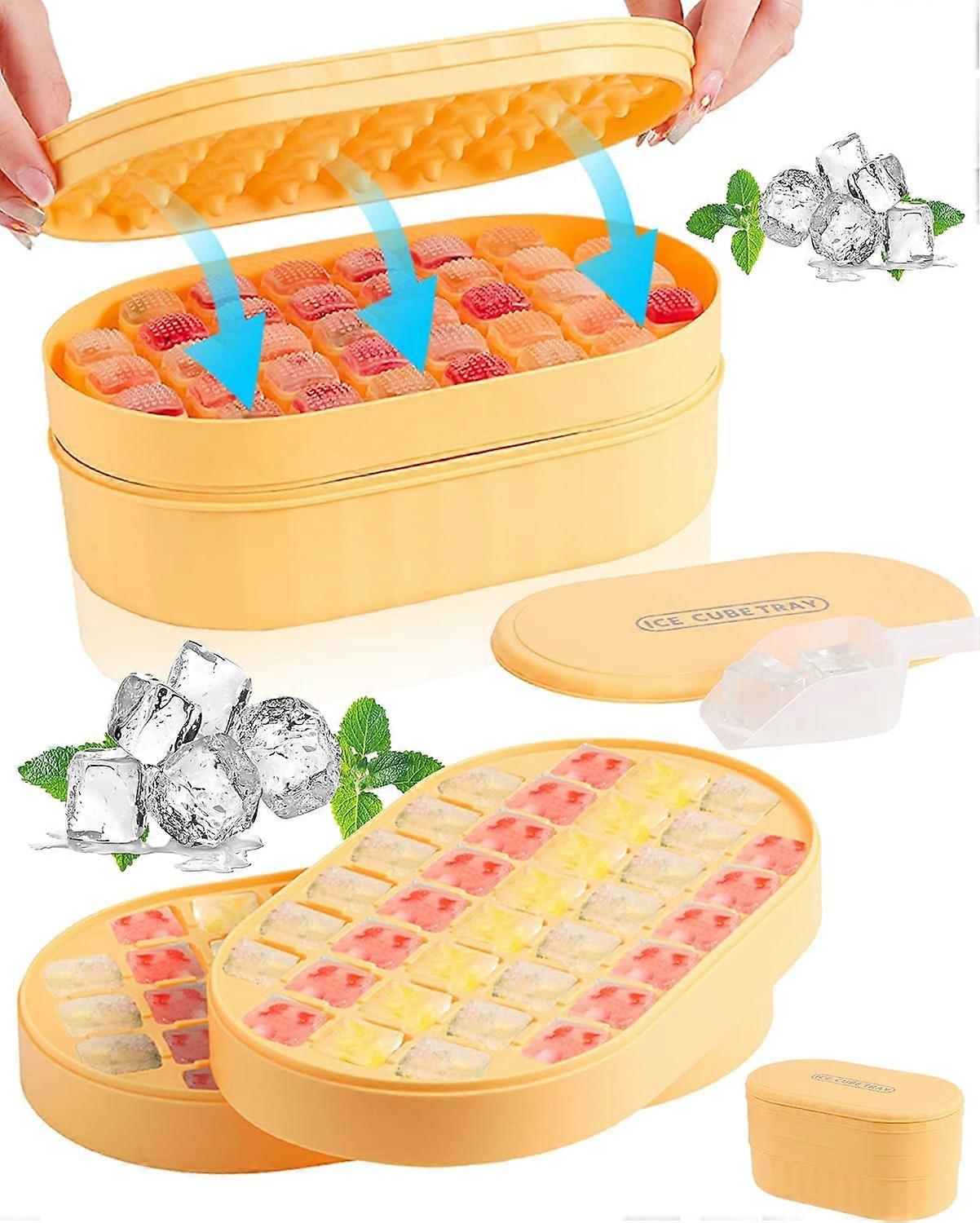 Silicone ice cube tray, ice cube tray with lid, 72 ice cubes, BPA free, with ice cube box and scoop