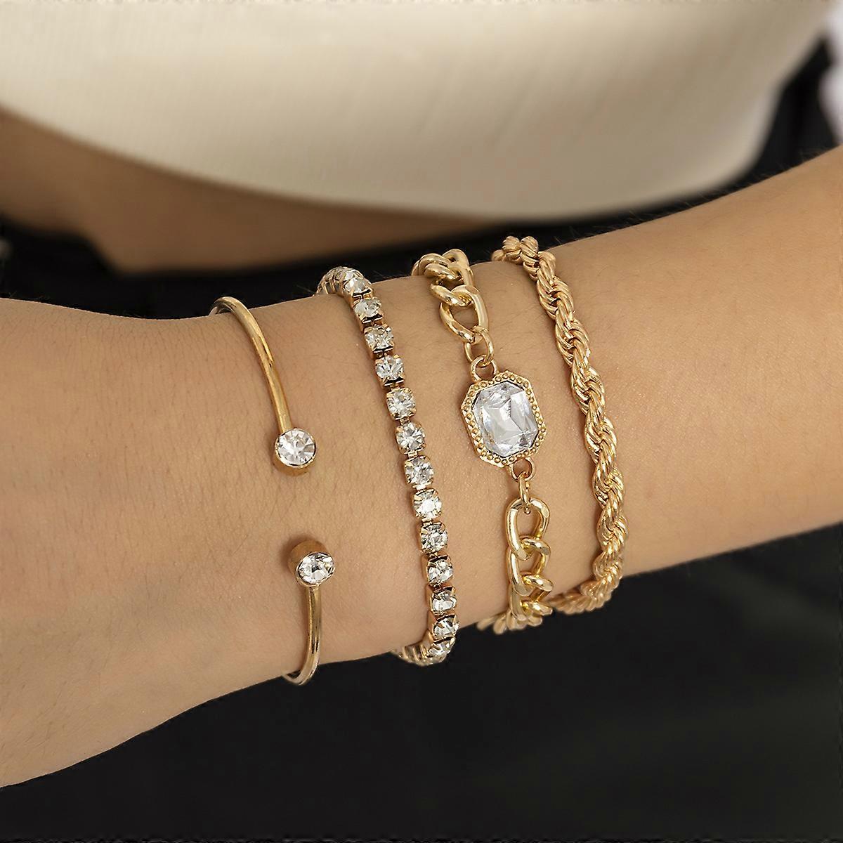 Set Of  Gold Beaded Bracelets