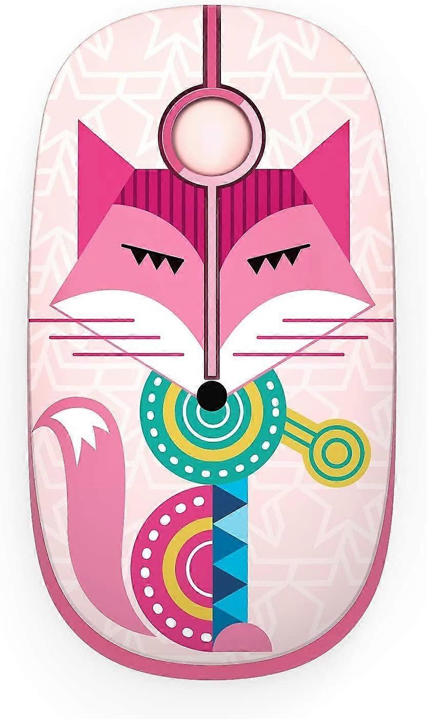 Wireless Mouse, 2.4G Slim Portable Computer Mice with Nano Receiver for Notebook, PC, Laptop, Computer-Fox Pink