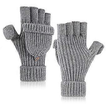 Damen Winter Fingerlose Handschuhe Warm Flip Schreibhandschuhe Gestrickte Convertible Handschuhe SMS-Handschuhe