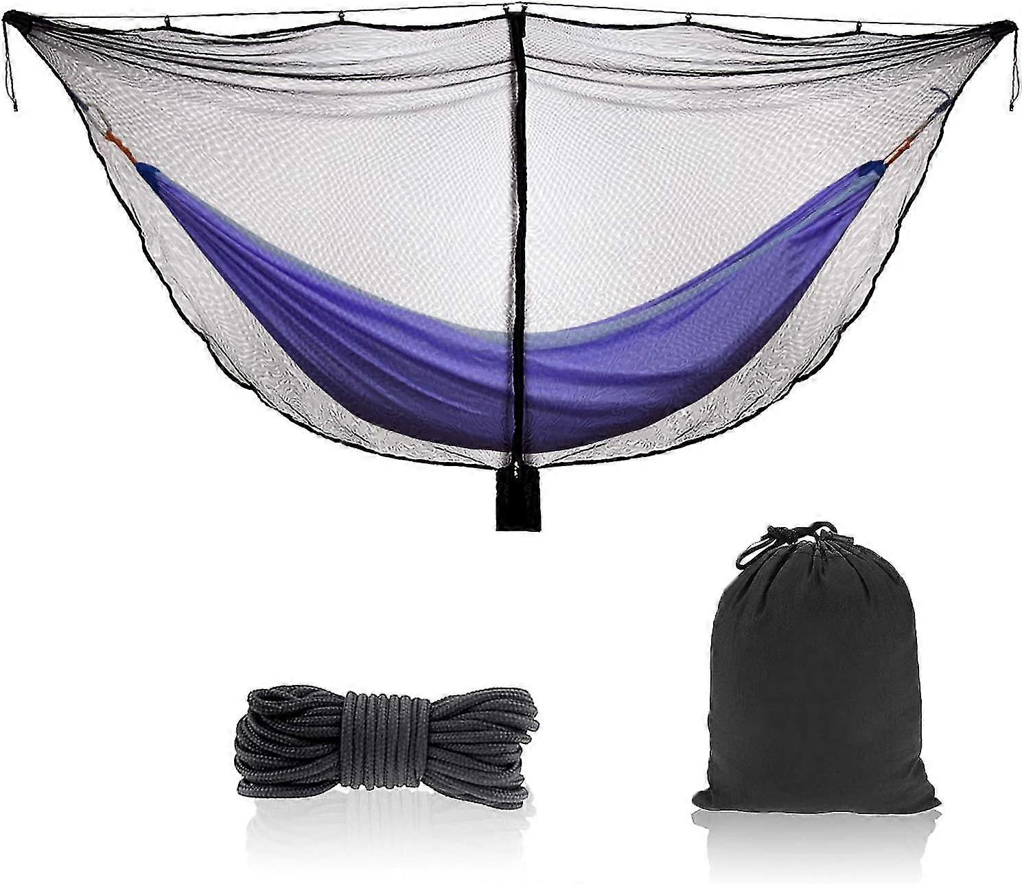 Polyester Camping Hammock Mosquito Net For 360 Protection Zipper For Easy Access, Black - Hammock Not Included