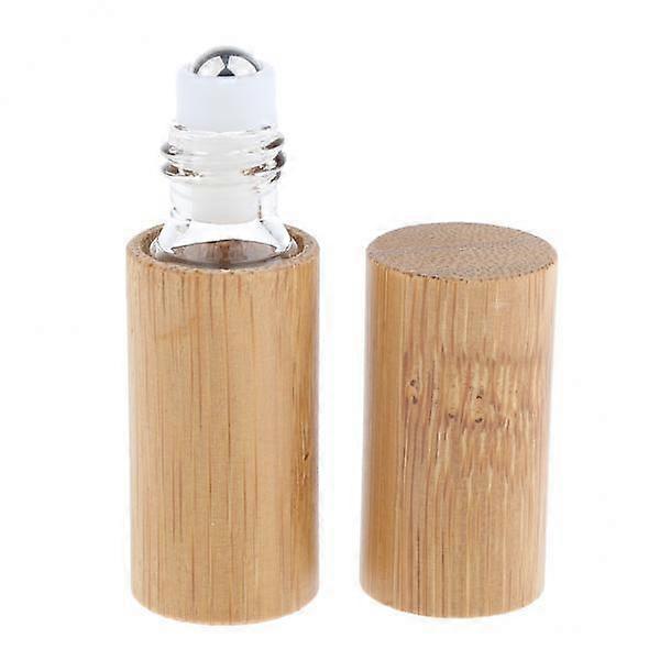 4xHandmade Bamboo Refillable Empty Essential Oil Makeup Roll on Bottle