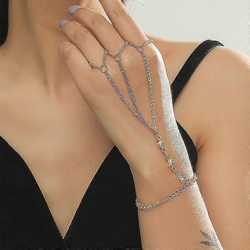 Gold Star Chain Design Finger Bracelet