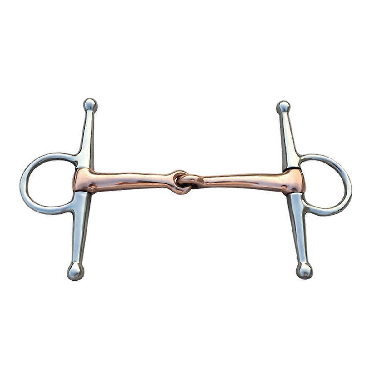 Full Cheek Stainless Steel Equestrian Flexible D Ring Loose Set Horse Bit Buckle Double Joint Coppe