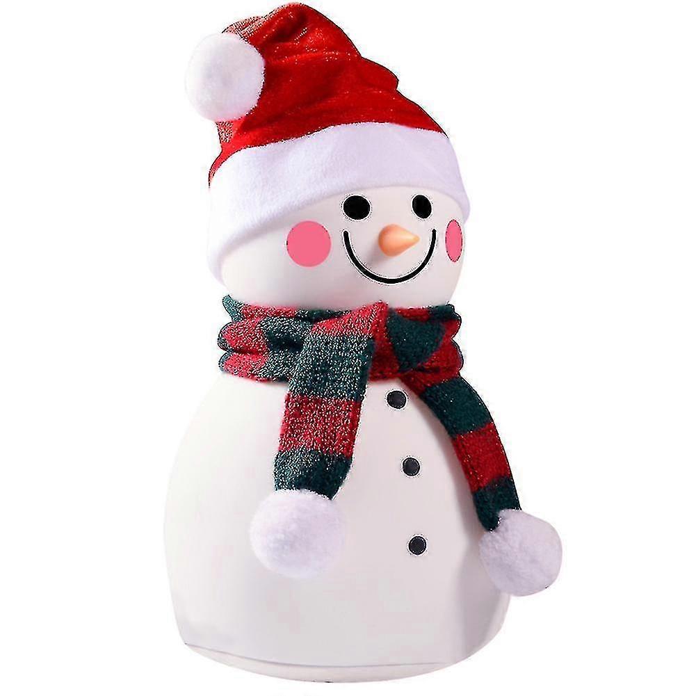 Snowman Usb Night Light Christmas New Year Cartoon Silicone Led Music Mode 7 Color Changing Lamp