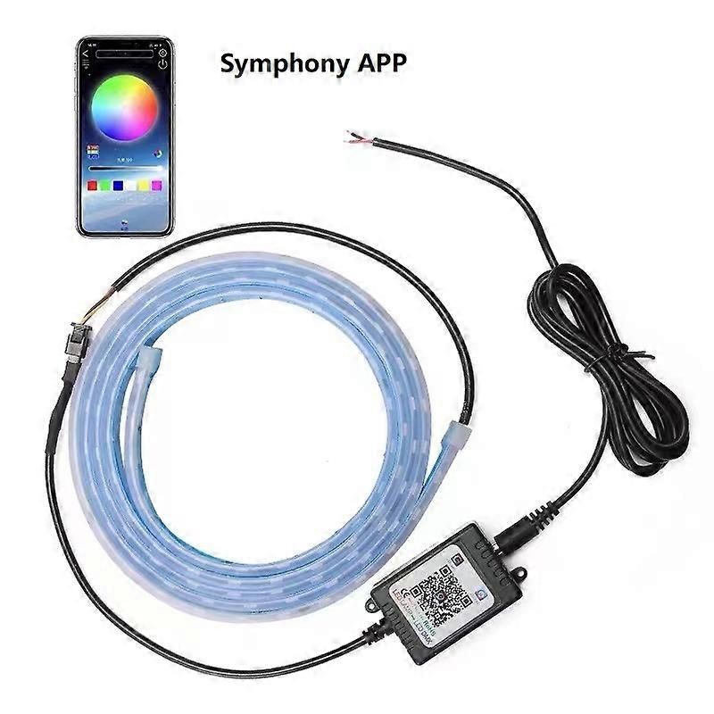 Led Car Hood Lights RGB Colorful Stripe Drl Daytime Running Lights Headlight Decorative Light Auto Bar APP Remote Control 12V