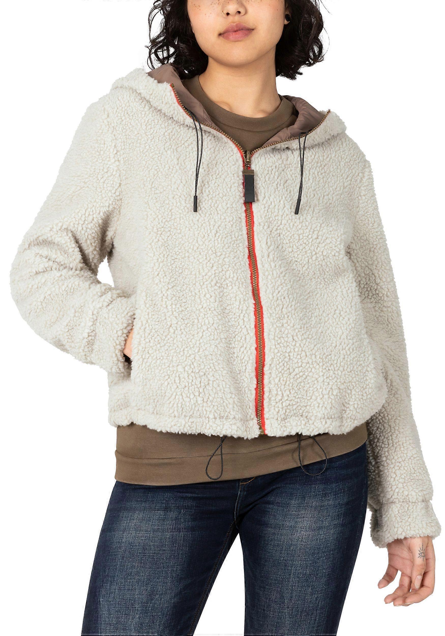 TIMEZONE Veste Femme Fausse Fourrure Capuche Réversible Style Vintage Coupe Régulière