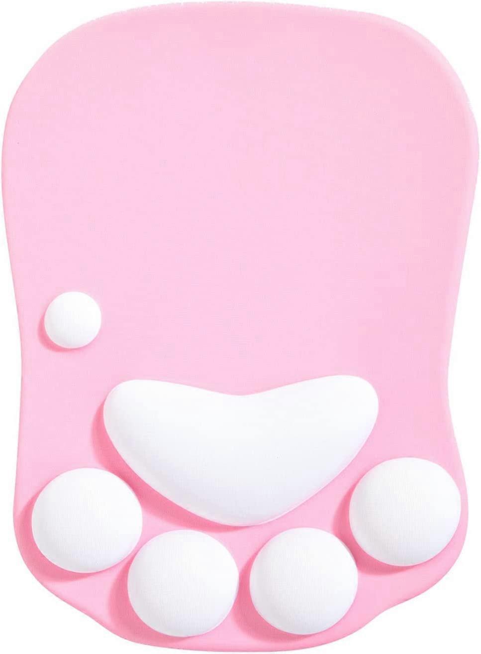 Cat Paw Mouse Pad, Ergonomic Mouse Pad, Mouse Mat with Wrist Support, Silicone Gel Mouse Pad, Cute Mouse PadPink & White
