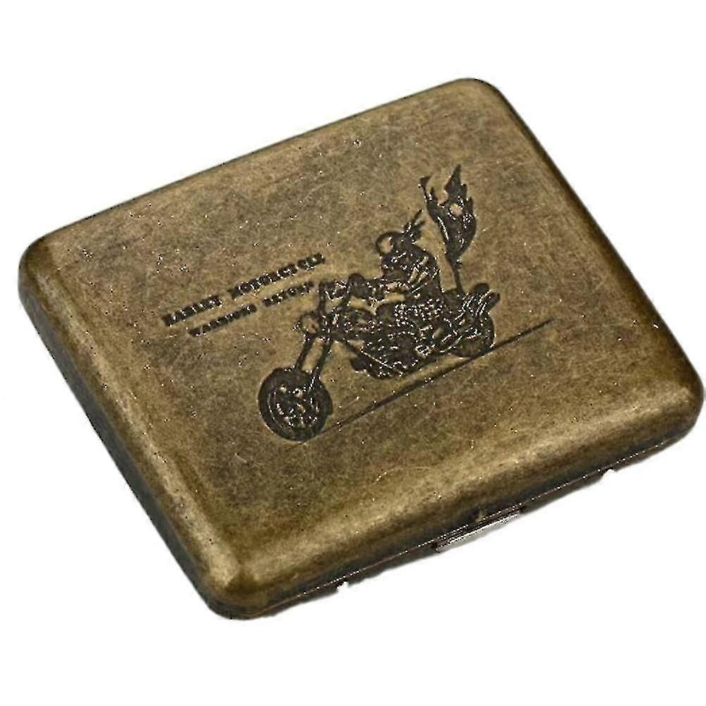 Retro Metal Cigarette Case Box - Double Sided Spring Clip Open Pocket Holder For 20 Cigarettes-hd