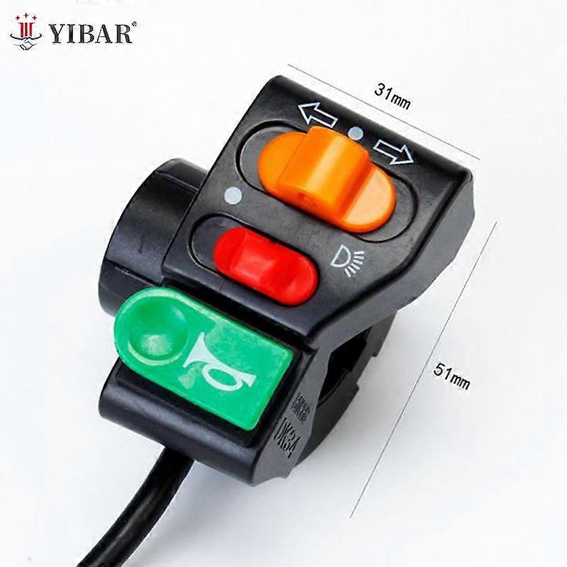 Motorcycle 7/8 Handlebar Horn Turn Signal Head Light Beam Kill Switch 3 In 1 E-bike Scooter Motor Power Switch