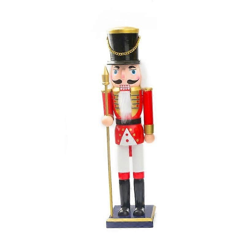 Red and White Nutcrackers Soldier Wood Figurine Doll Toy Christmas Decorations