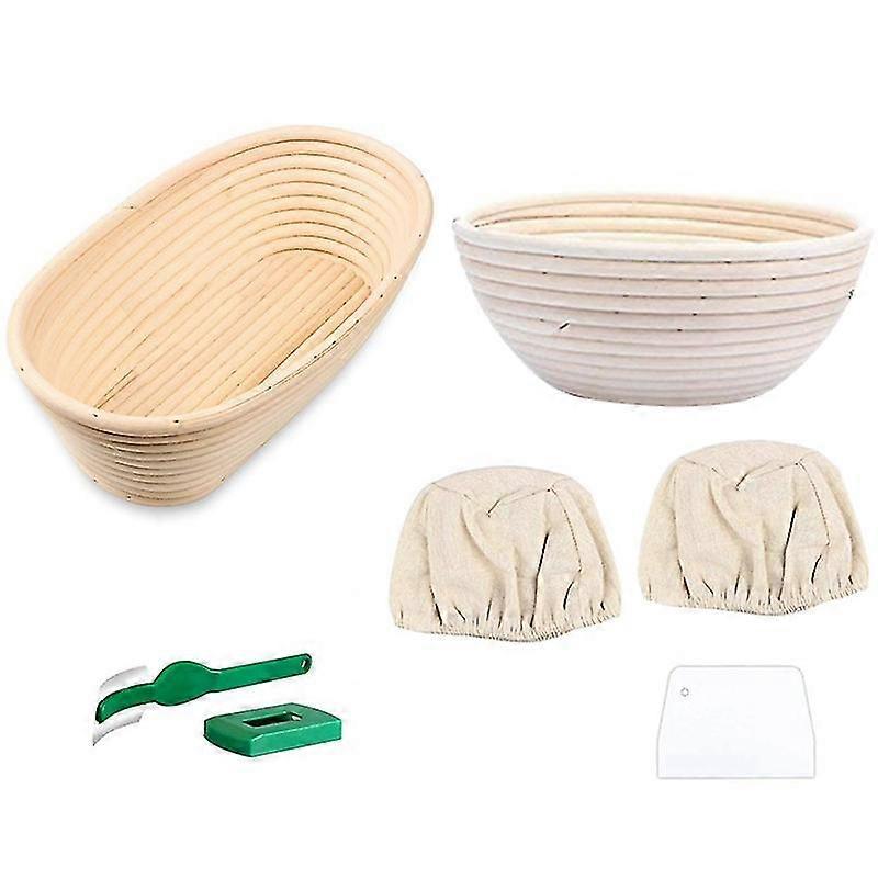 Upgraded 6pcs Banneton Proofing Bread Basket With Removable Liner And Scraper For Baking Tools