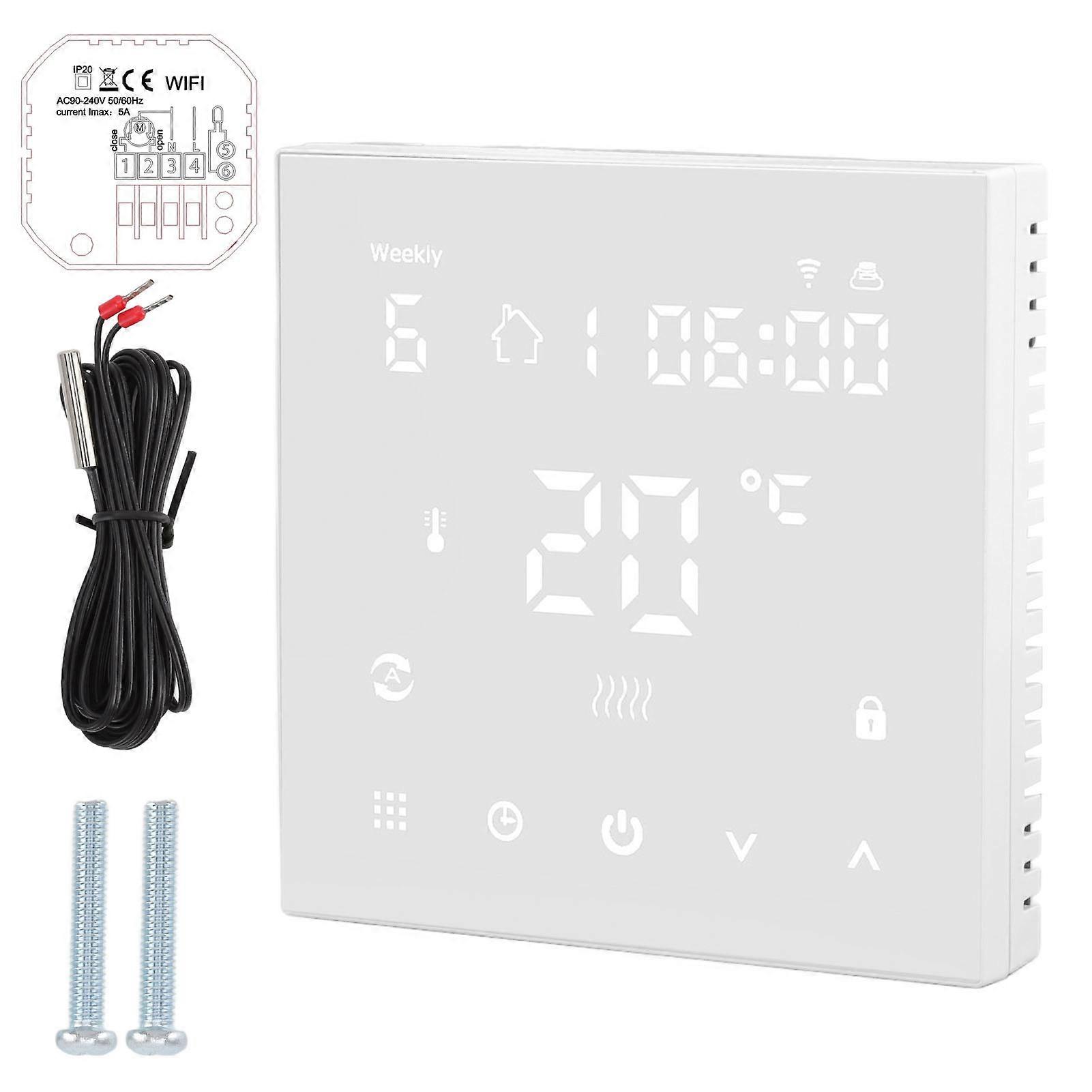 WiFi Thermostat Digital Touch Screen APP Voice Control Smart Thermostat with Auto Calibration for Floor Heating 90240V