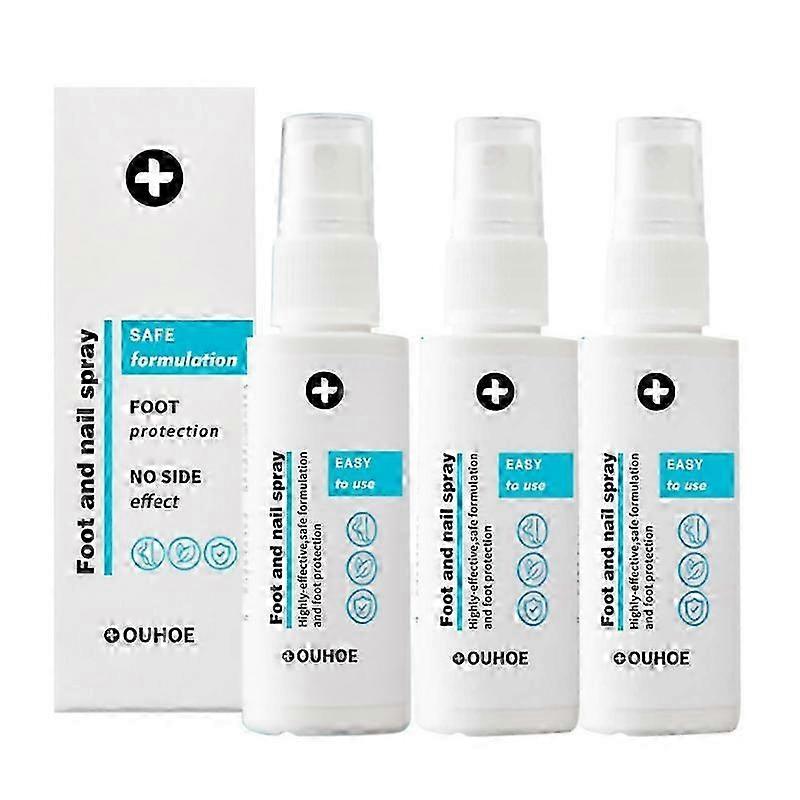 Spray para pés e unhas 3 peças, cuidado natural e poderoso para os pés