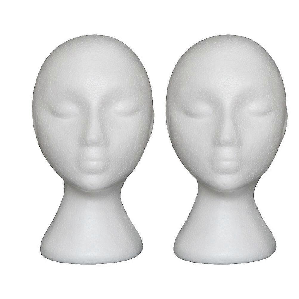 Lot de 2 mannequins de présentation pour perruque, chapeau, écharpe, pour magasin, salon (blanc)
