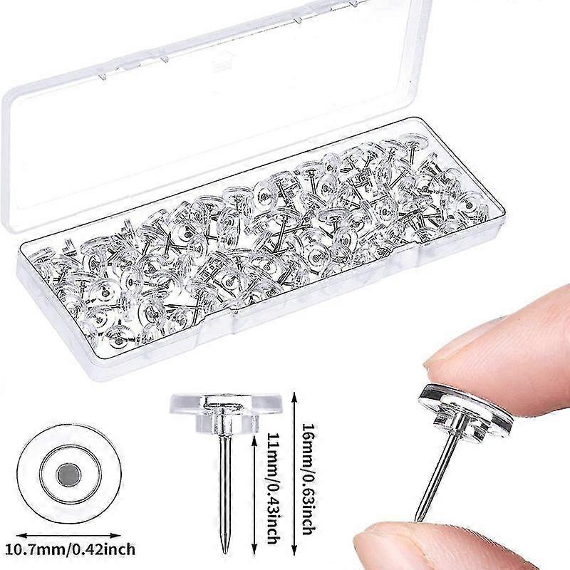 50pcs Transparent Map Pins Multi-purpsoe Flat Round Pushpins Decor Thumb Tacks