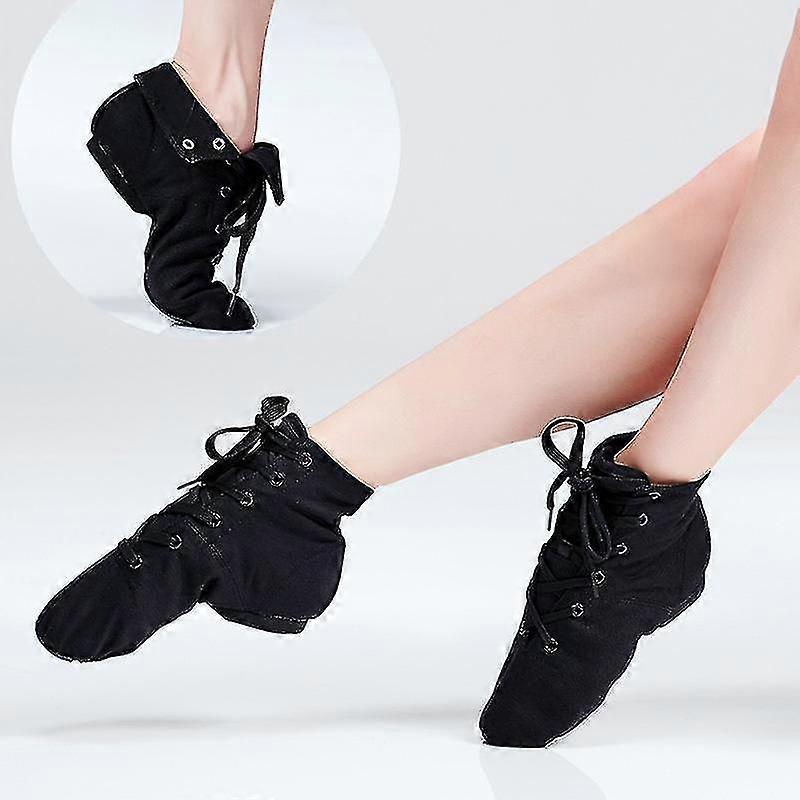 Canvas Jazz Skor Flickor Pojkar Svart Dans Sneakers Soft Split Sula Dansskor