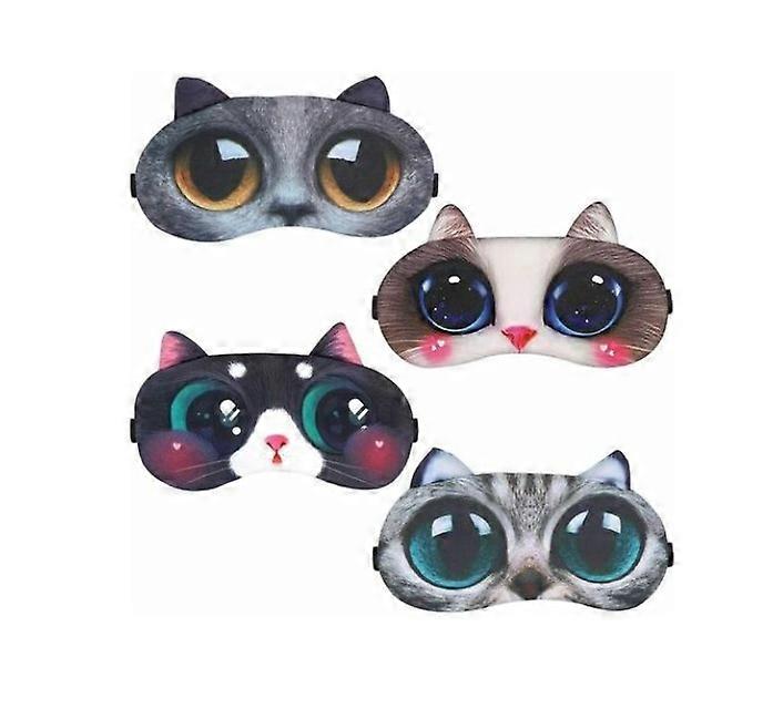 Set of 4 Sleep Mask, Animal Sleep Mask Soft and Fluffy Eye Mask for Sleeping Rest Eyepatch Night Mask, Sleeping Mask