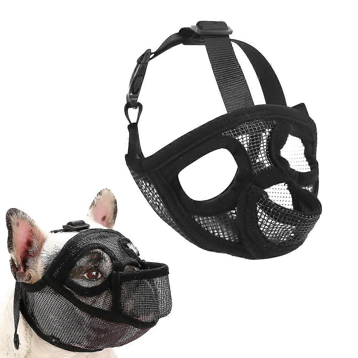 Bulldog Muzzle, Short Snout Dog Muzzle, Mesh Muzzle With Tongue Out Design, Flat Face Dog Muzzle(black)