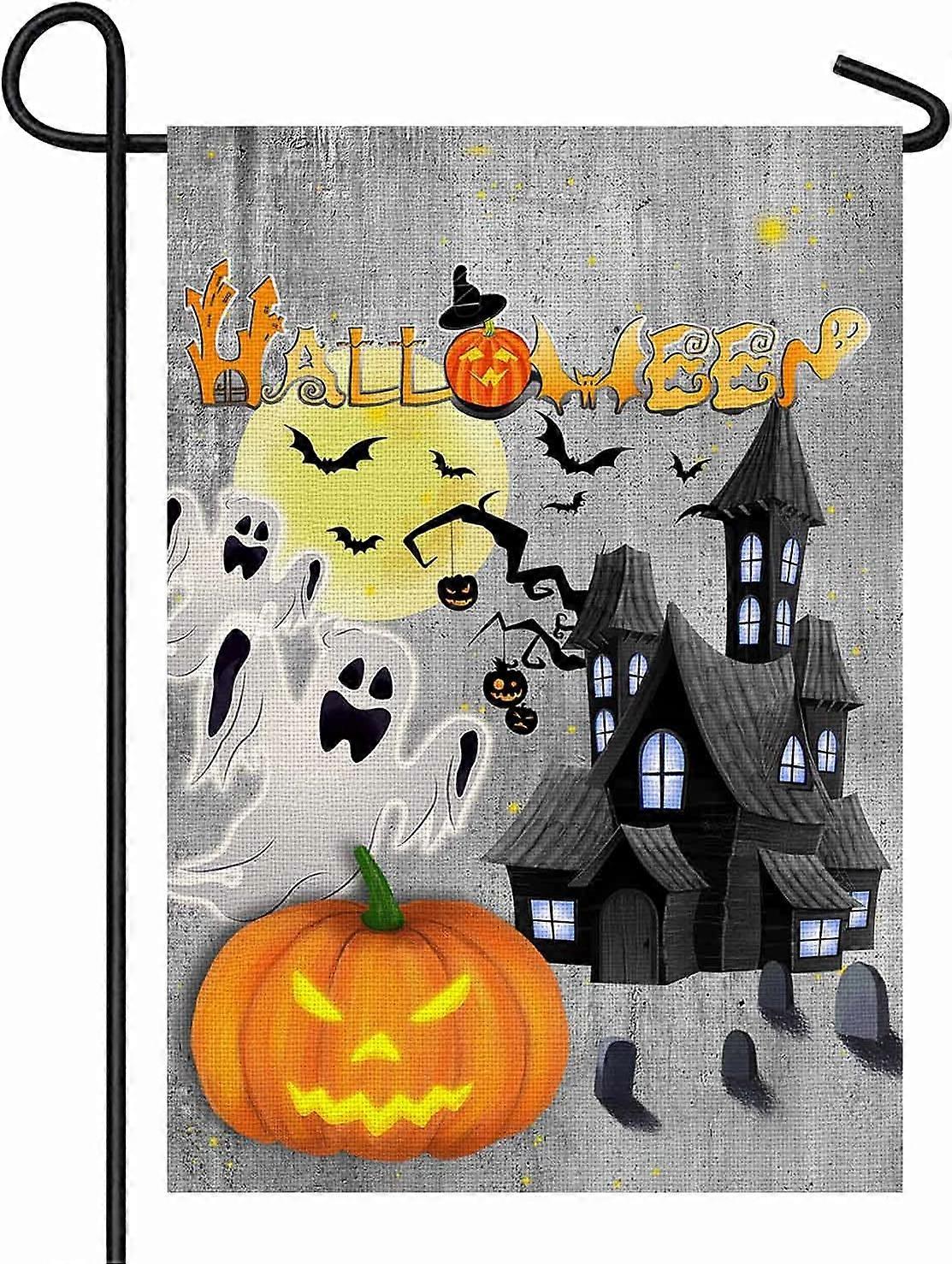 Halloween Garden Flag Vertical Double Sided Burlap Pumpkins Yard Flags