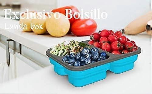 Foldable bento bento box (1 pc) suitable for ladies and children, with fork and lid BPA-free, foldab