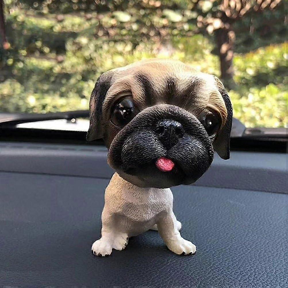 2025新しい創造的な車の装飾、かわいい黄色い犬のブルドッグの振る頭、アクセサリーの装飾品