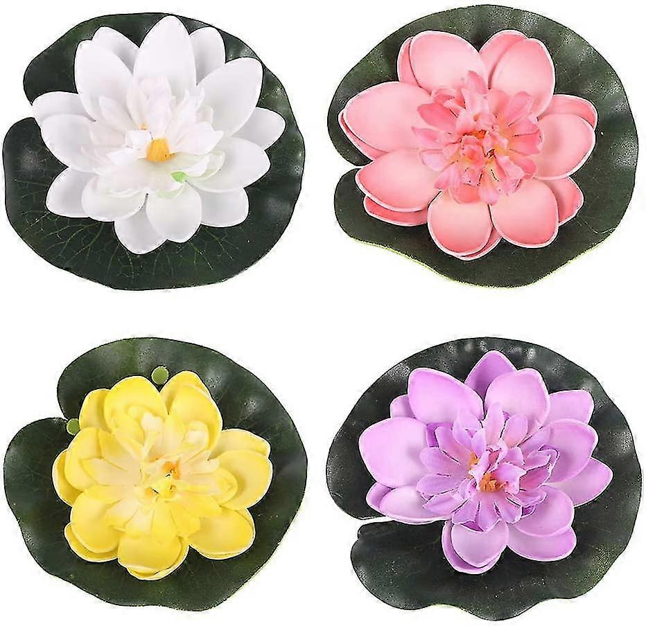4pcs Floating Pond Decor Nenuphar Moss Flower Lotus Nymphea Artificial Ace Floating Ornament