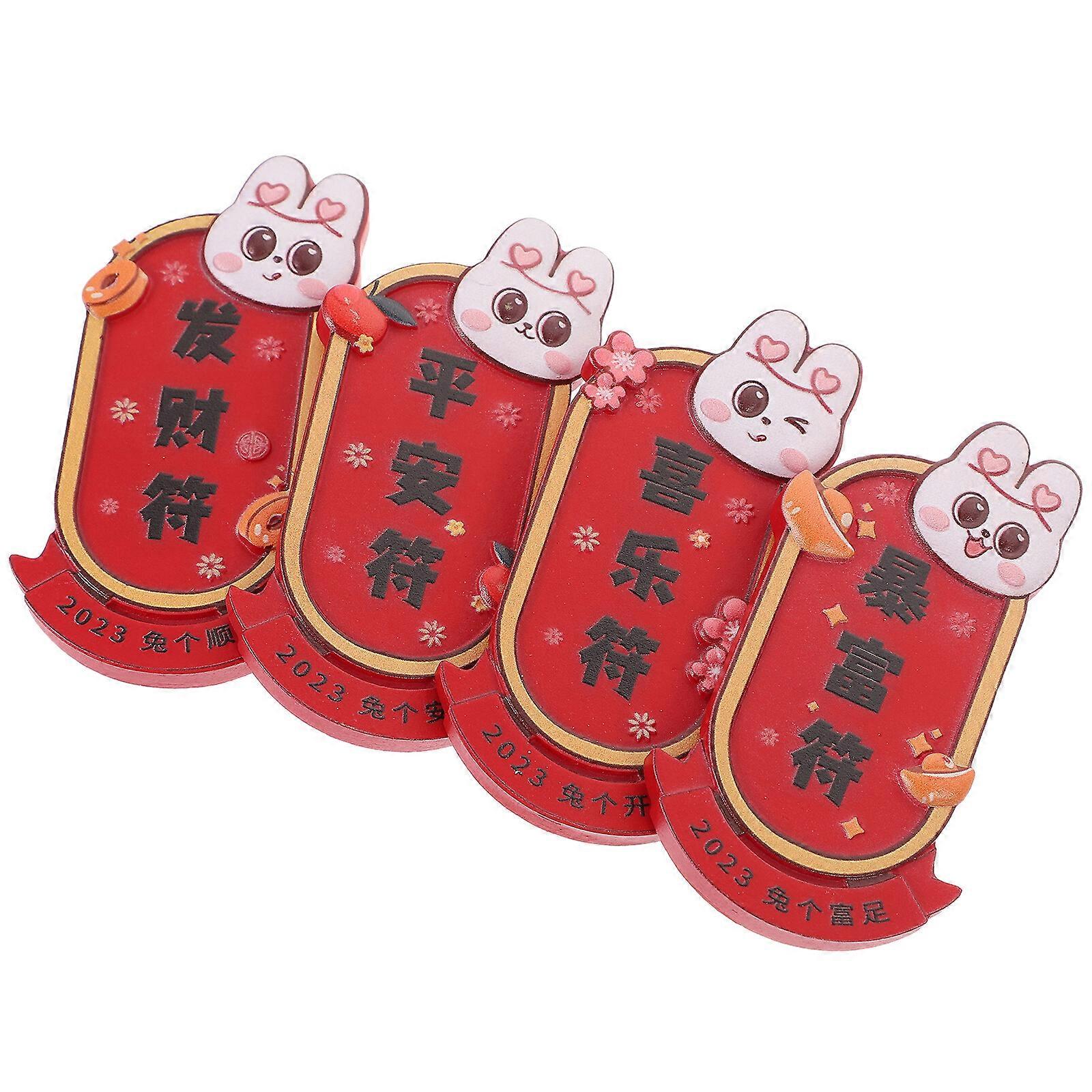 4Pcs Bunny Fridge Magnets New Year Fridge Magnets Refrigerator Rabbit Magnets Festive Rabbit Magnets