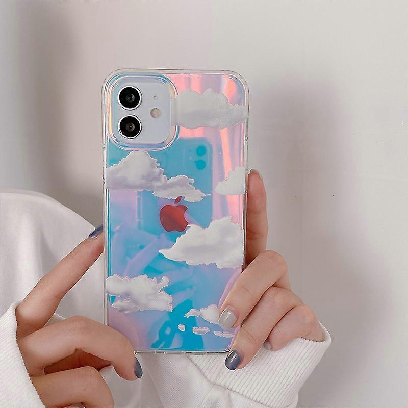 For iPhone 13 Pro Max Transparent Clouds Laser Phone Case For iPhone 12 11 Pro X XR XS Max SE2020 7 8 Plus Shockproof Back Cover