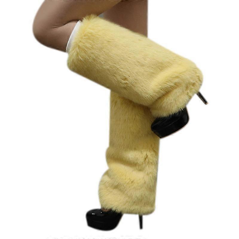 Femmes Fourrure Jambe Chaud Hiver Furry Long Bottes Poignets Housse