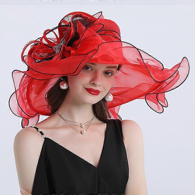 Damesmode vlinder versierde hoeden met platte rand