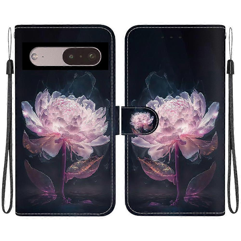 Case For Google Pixel 7 Pro Painted Wallet Cover with Card Slots Compatible with Google Pixel 7 Pro Case - Pink Flower
